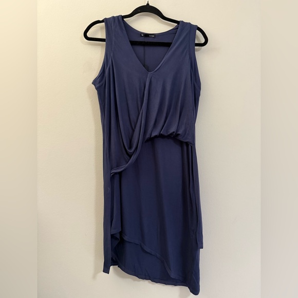 NWT Krisa x Revolve Draped Asymmetrical Mini Dress in Navy‎ Blue - S - Picture 1 of 8